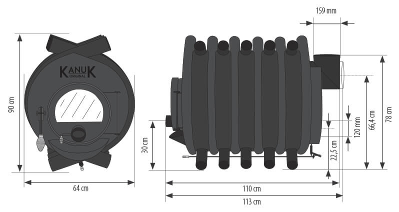 Masszeichnung Kanuk 22 kW