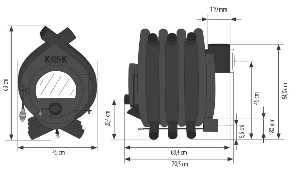 Masszeichnung Kanuk 9,5 kW